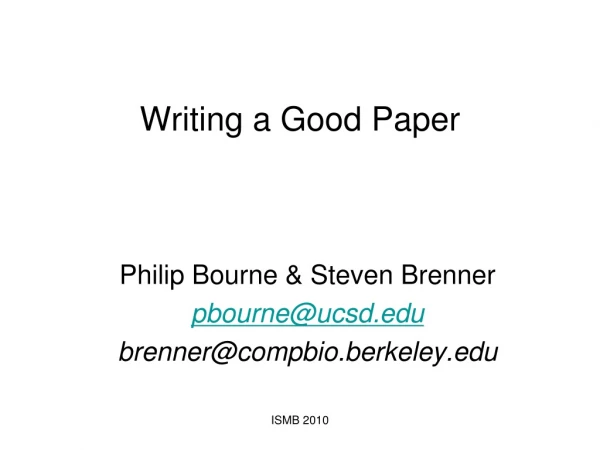 Writing a Good Paper