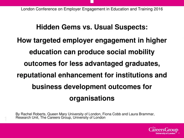 London Conference on Employer Engagement in Education and Training 2016
