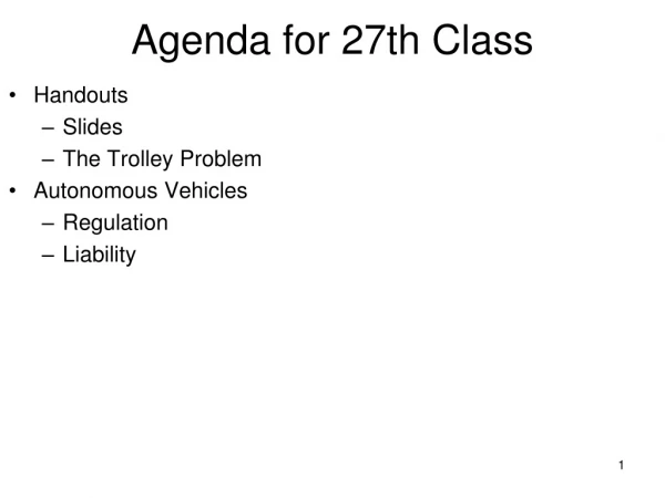 Agenda for 27th Class