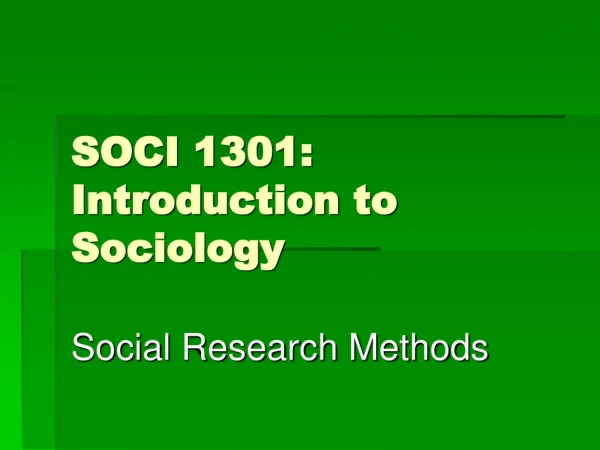 SOCI 1301: Introduction to Sociology