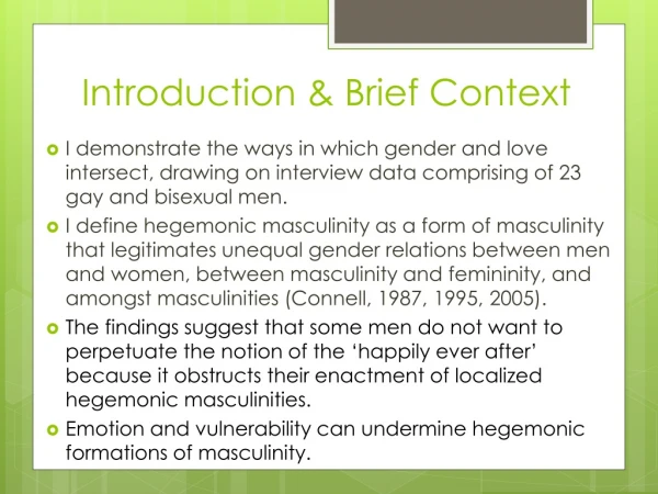 Introduction &amp; Brief Context