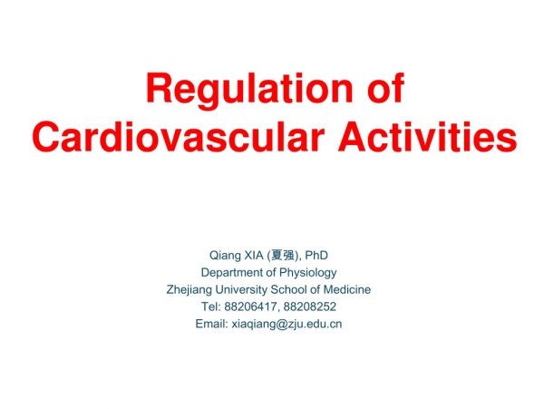 Regulation of Cardiovascular Activities