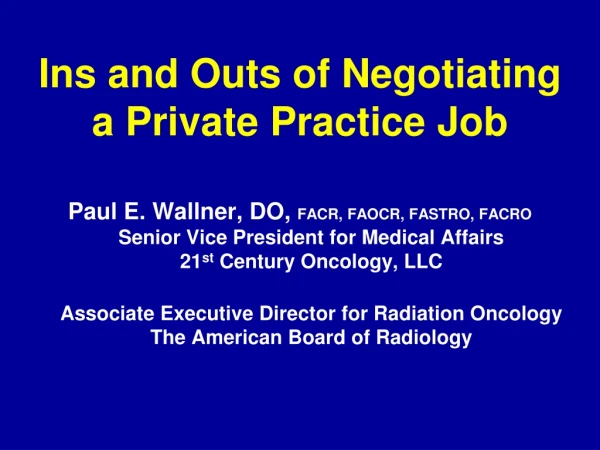 Ins and Outs of Negotiating a Private Practice Job