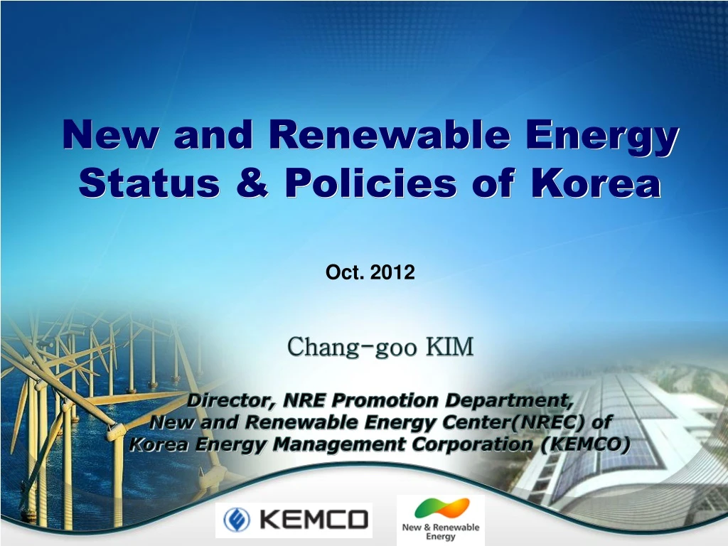 new and renewable energy status policies of korea