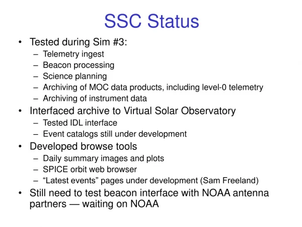 SSC Status