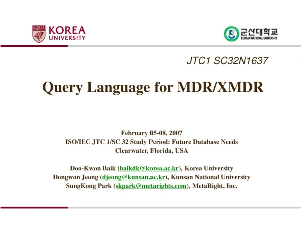 Query Language for MDR/XMDR
