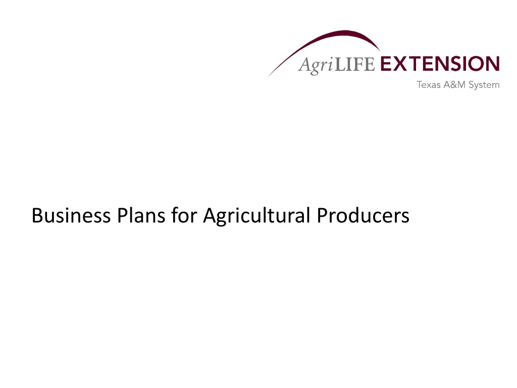 business plans for agricultural producers