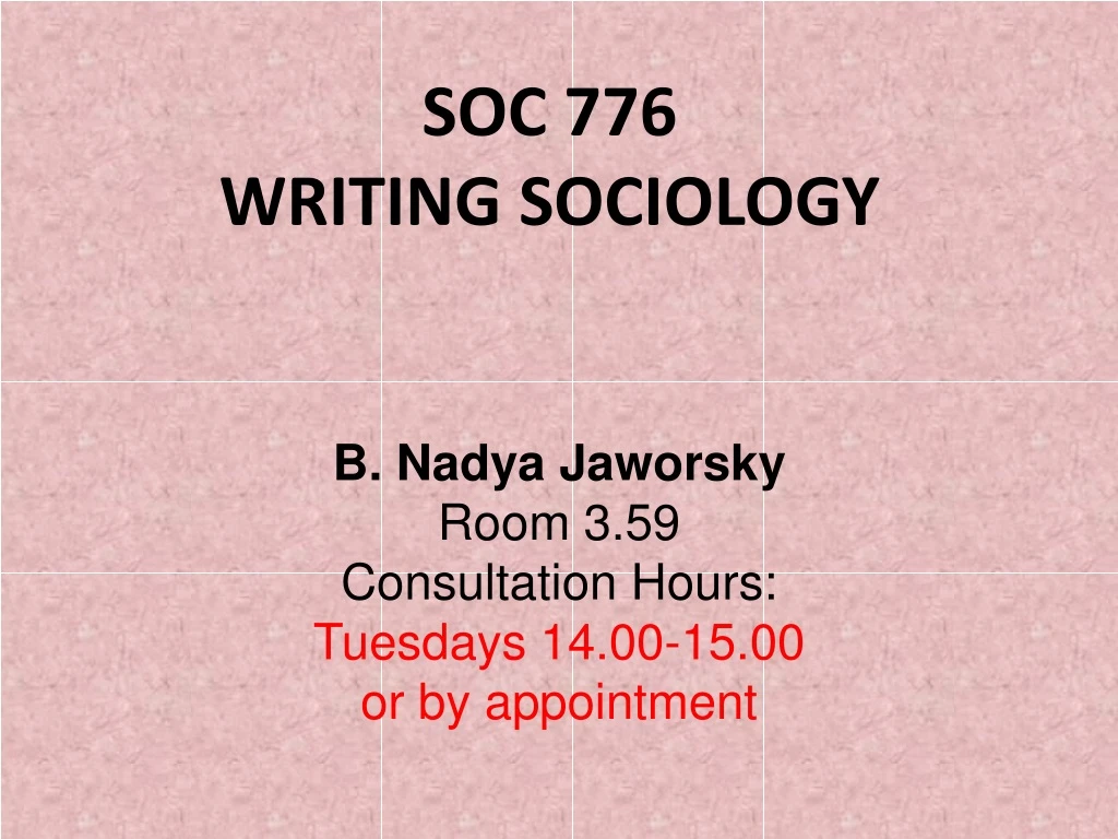 soc 776 writing sociology