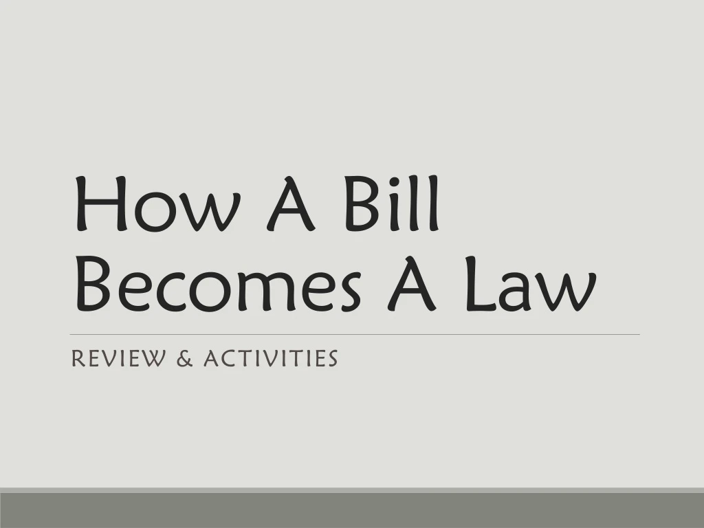 how a bill becomes a law