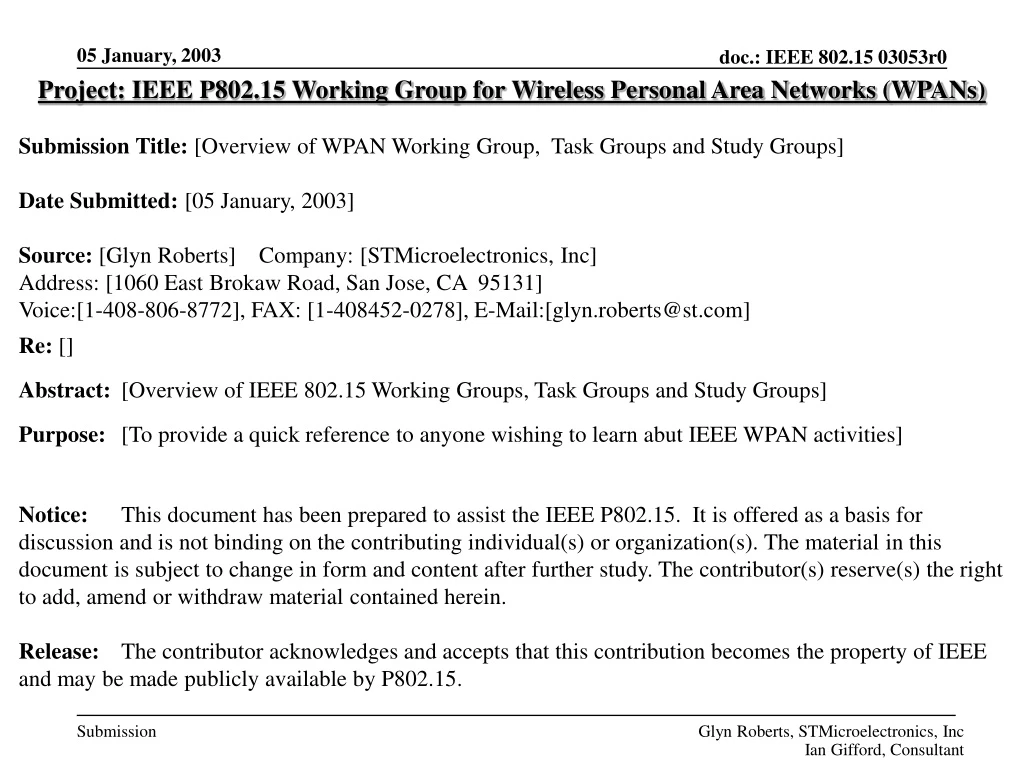 project ieee p802 15 working group for wireless