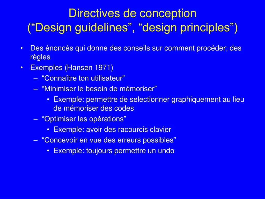 directives de conception design guidelines design principles