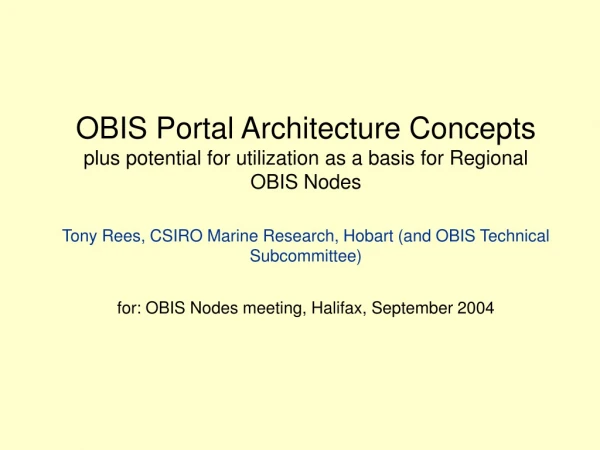 OBIS Architecture – Version 1 (2002)