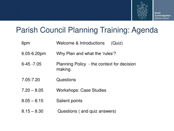 Parish Council Planning Training: Agenda