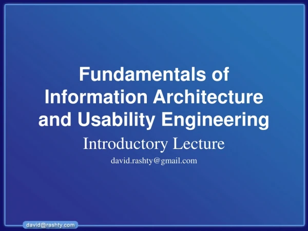 Fundamentals of Information Architecture and Usability Engineering
