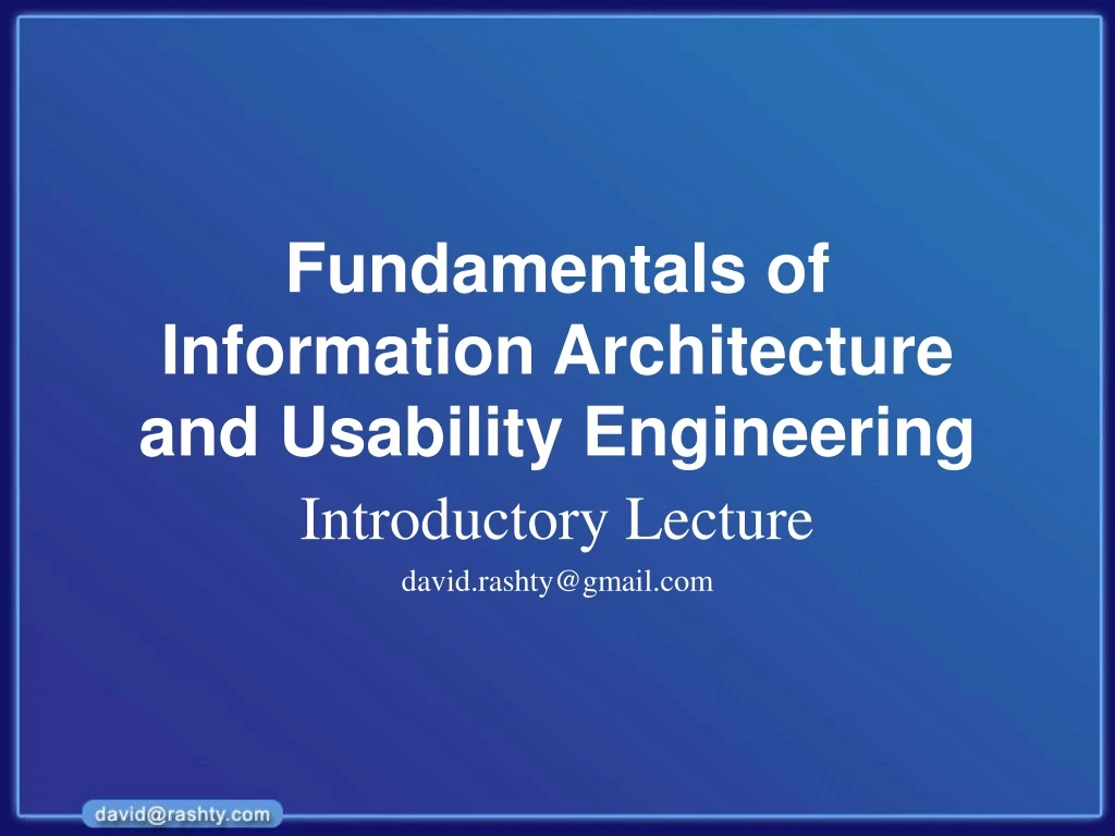 fundamentals of information architecture and usability engineering