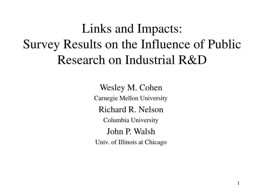 links and impacts survey results on the influence of public research on industrial r d