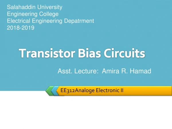 Transistor Bias Circuits