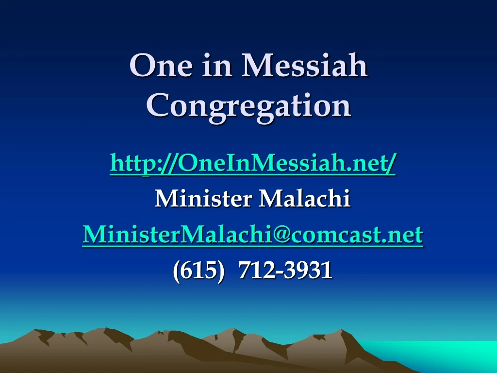 one in messiah congregation