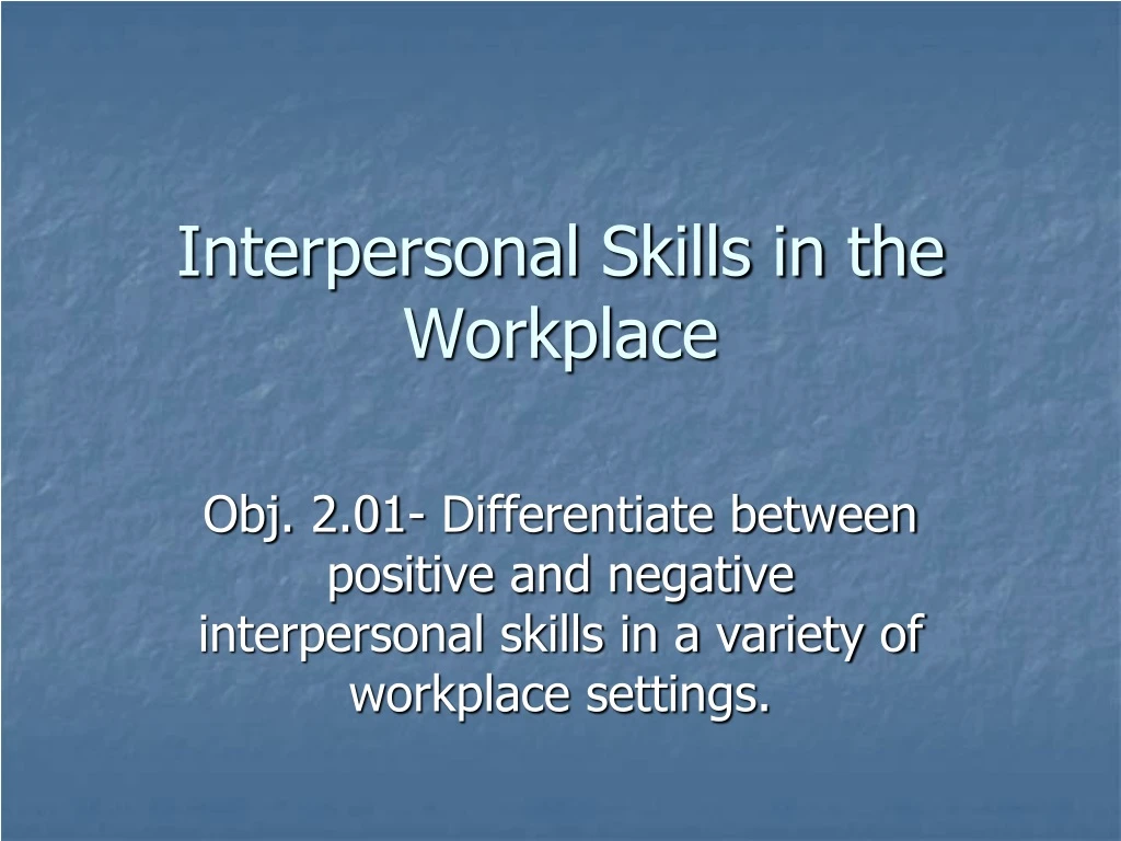 interpersonal skills in the workplace