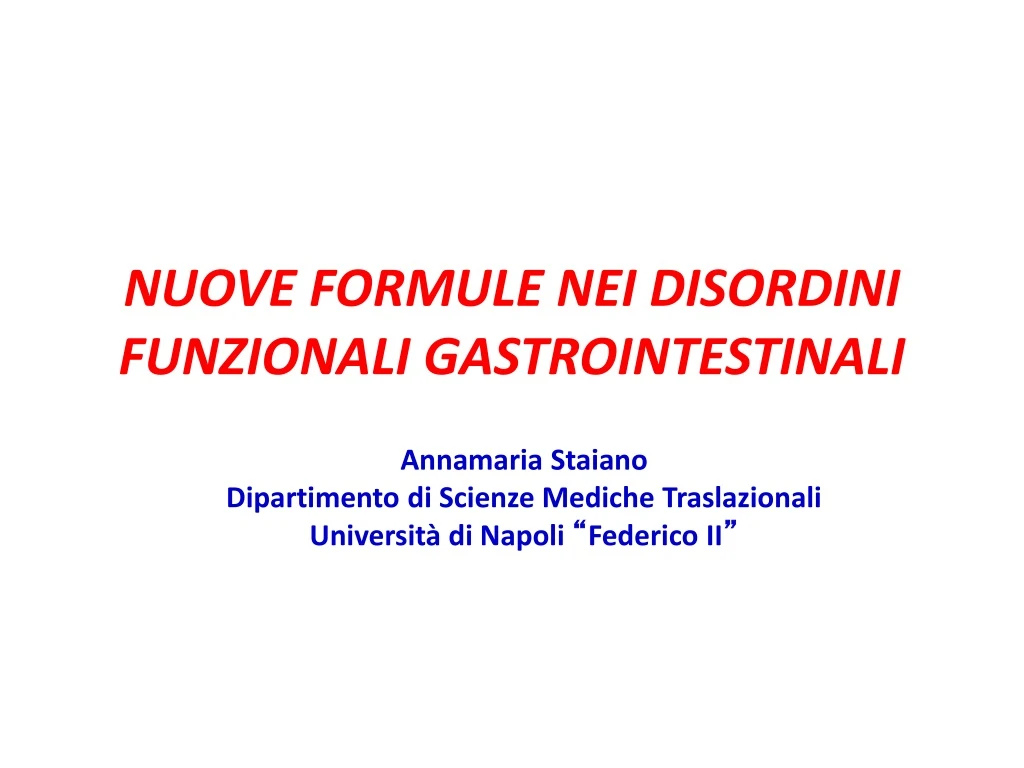 nuove formule nei disordini funzionali gastrointestinali