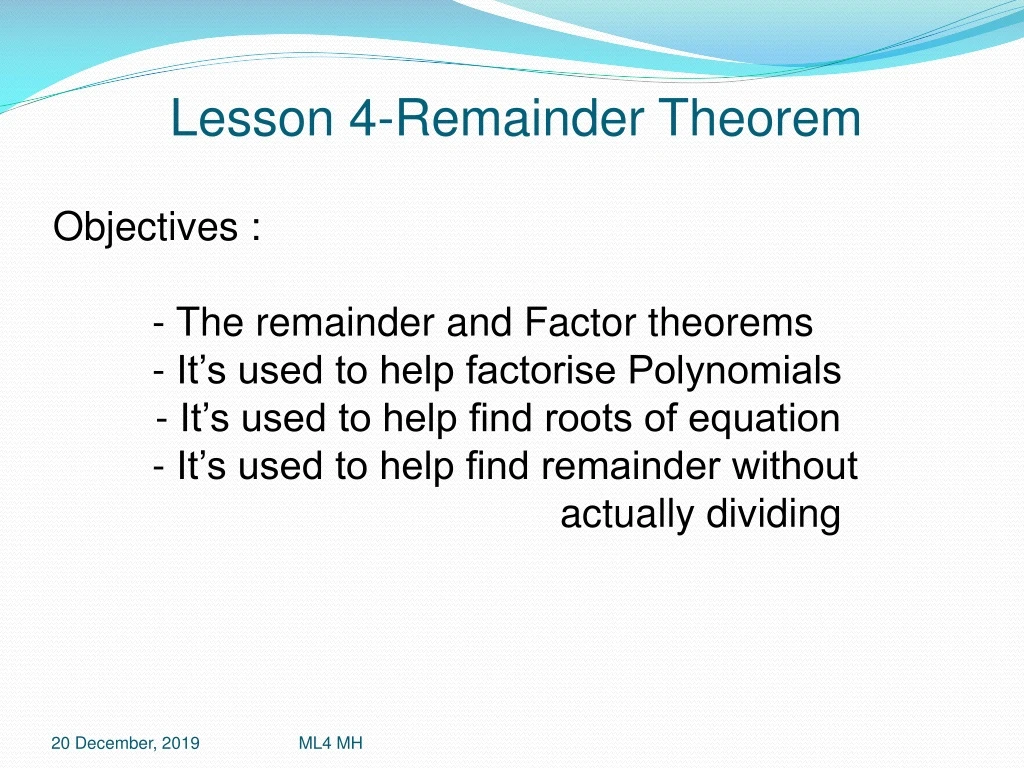 lesson 4 remainder theorem