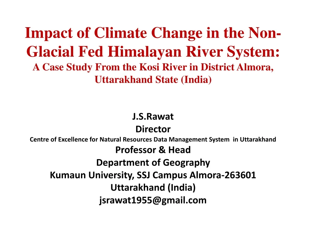 impact of climate change in the non glacial