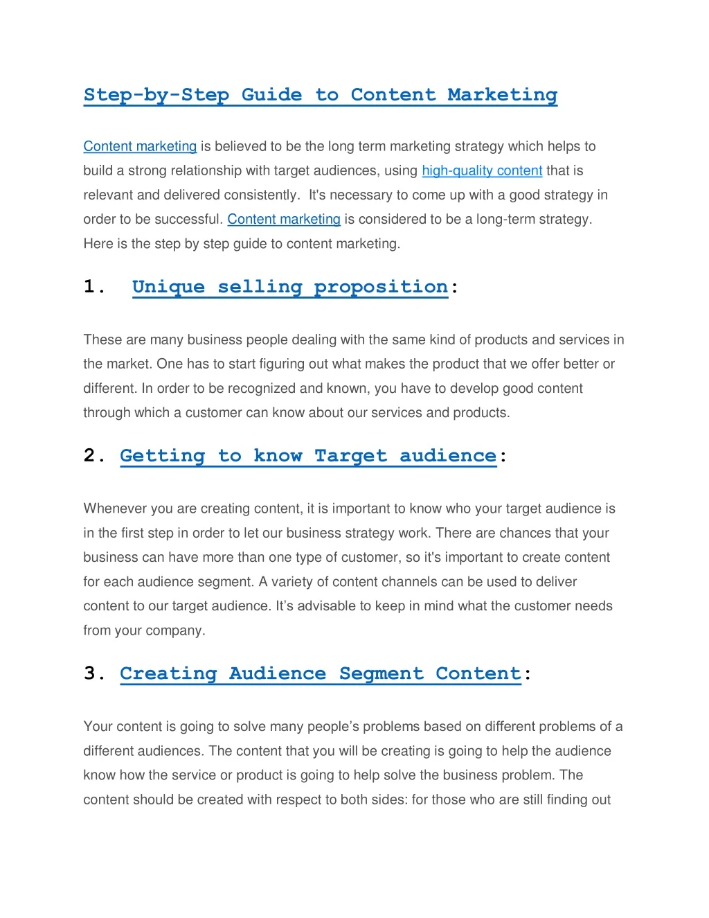 step by step guide to content marketing