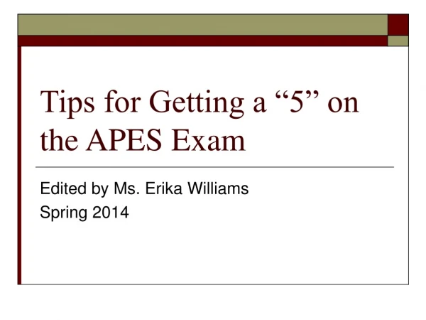 Tips for Getting a “5” on the APES Exam