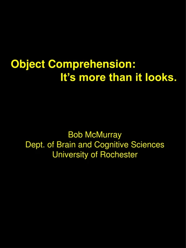 Object Comprehension: 		It’s more than it looks.
