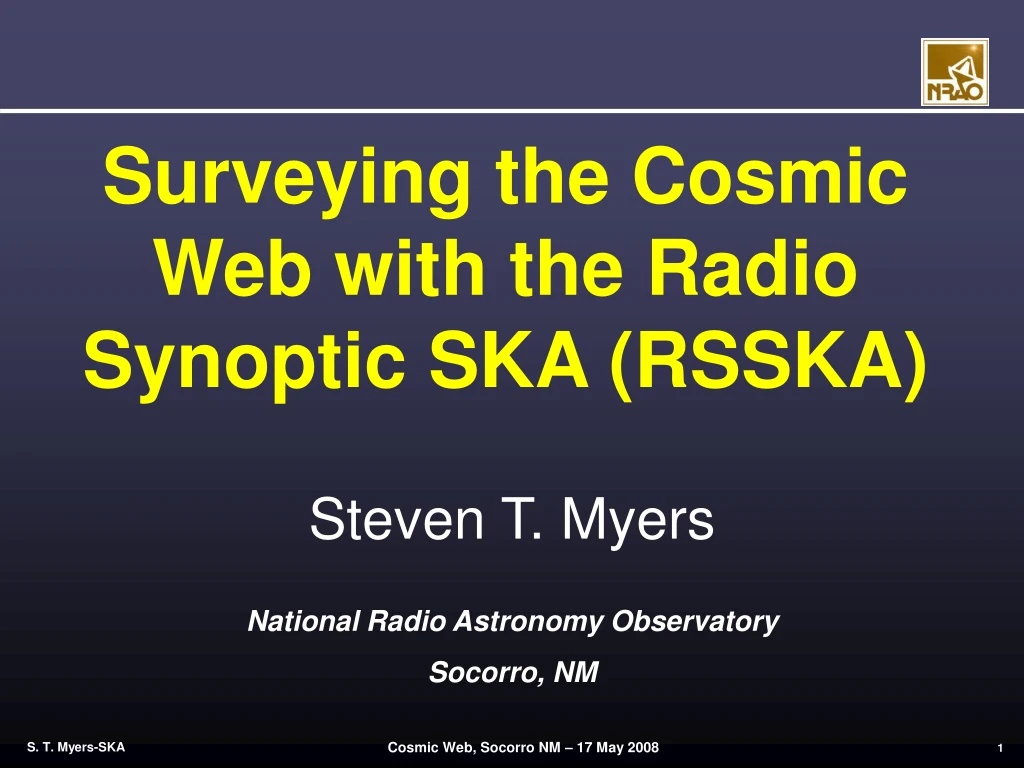 surveying the cosmic web with the radio synoptic ska rsska