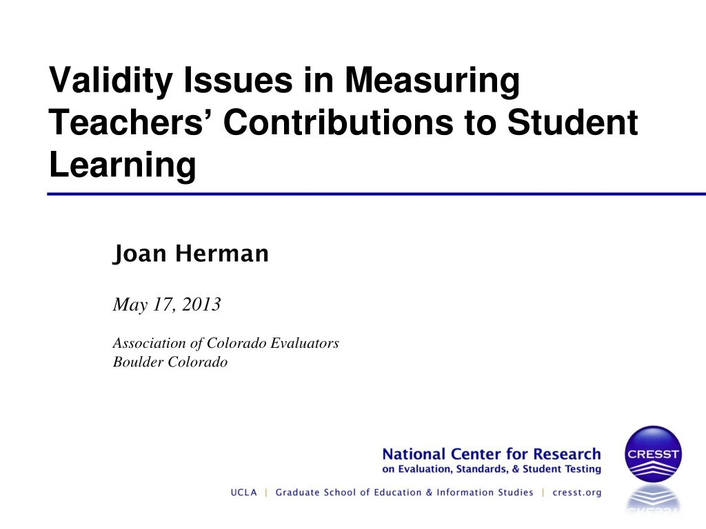 validity issues in measuring teachers contributions to student learning