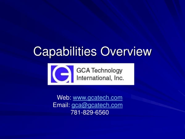 Capabilities Overview