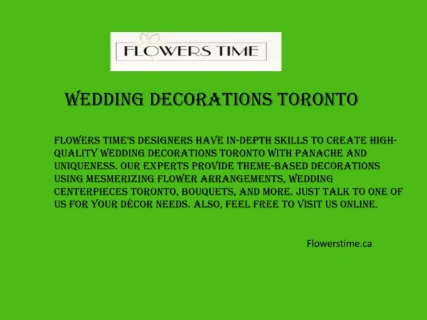 Flowerstime.ca - Wedding Decorations Toronto