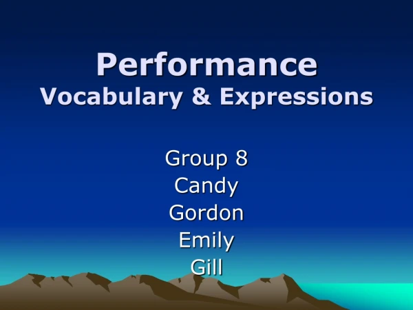 Performance Vocabulary &amp; Expressions