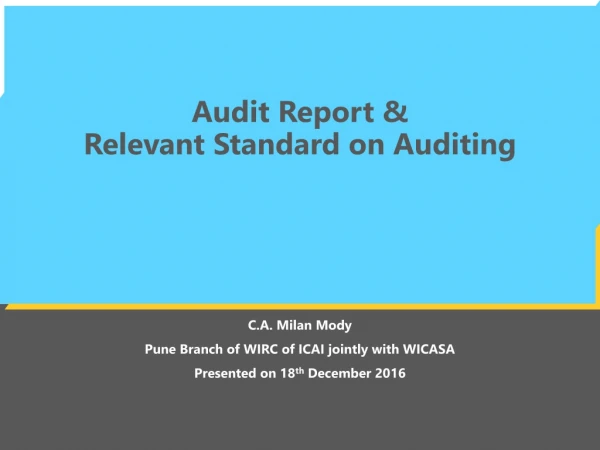 Audit Report &amp; Relevant Standard on Auditing