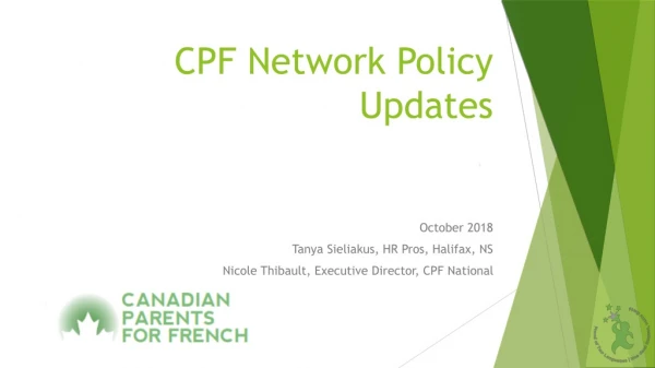  CPF Network Policy Updates