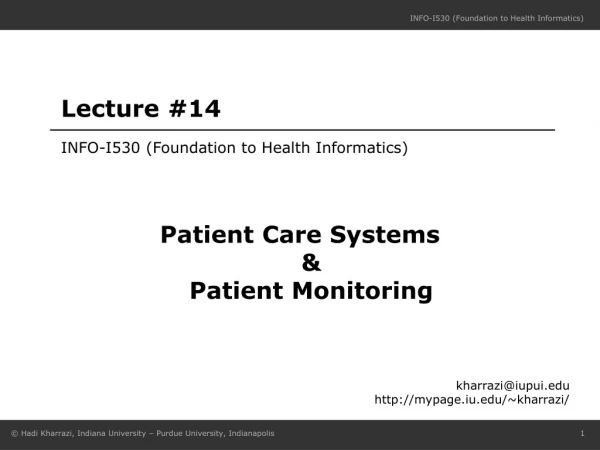 INFO-I530 (Foundation to Health Informatics)