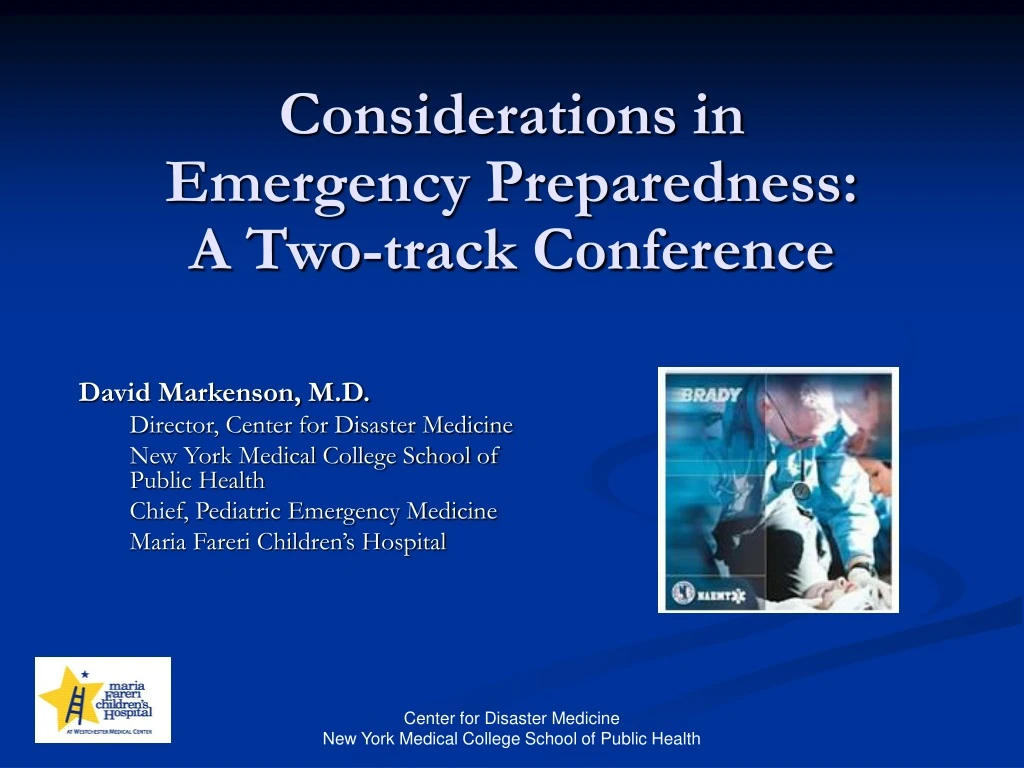 considerations in emergency preparedness a two track conference