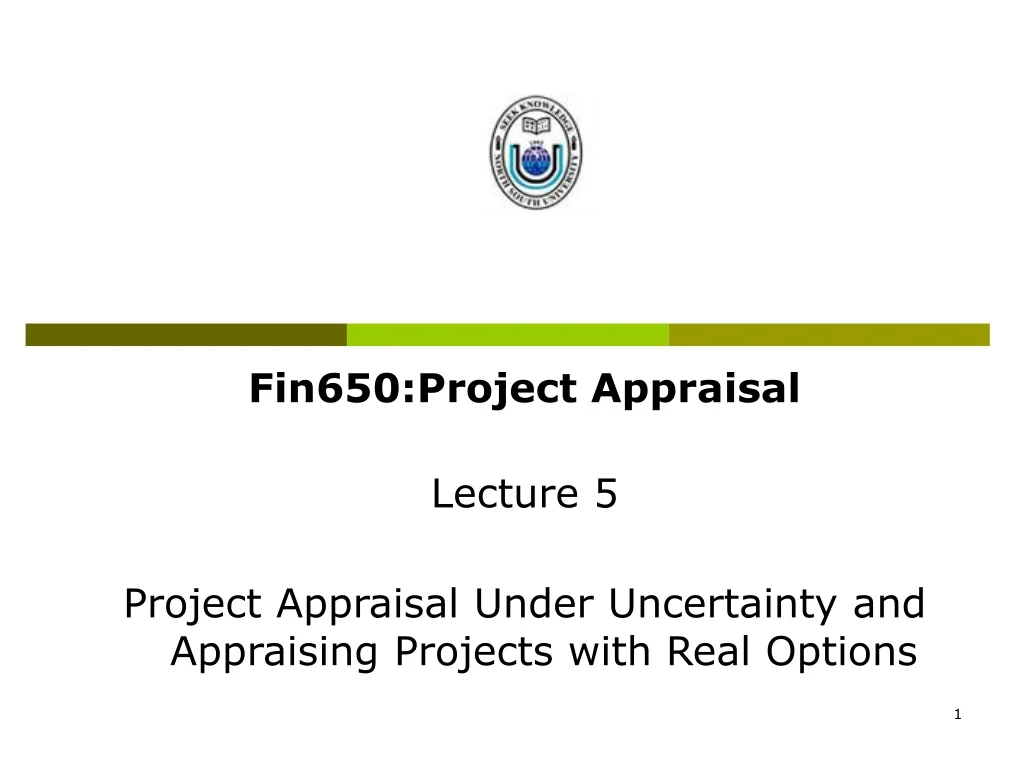 fin650 project appraisal lecture 5 project