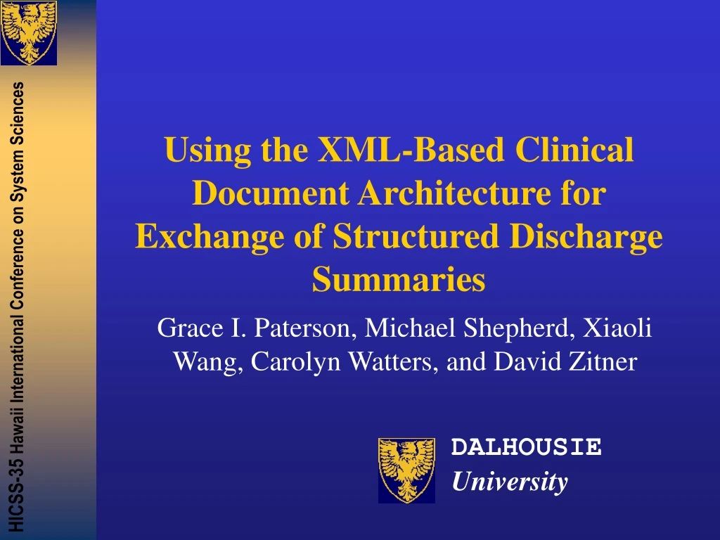 using the xml based clinical document architecture for exchange of structured discharge summaries