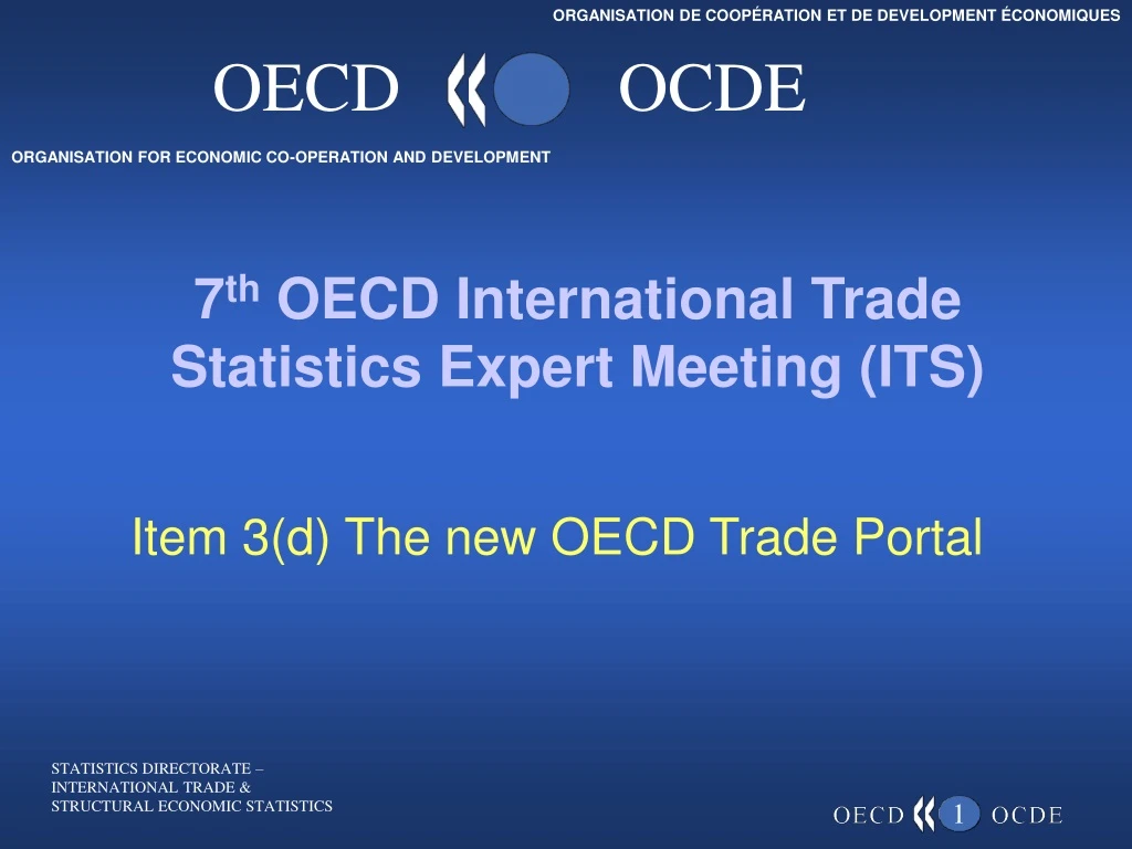 7 th oecd international trade statistics expert meeting its