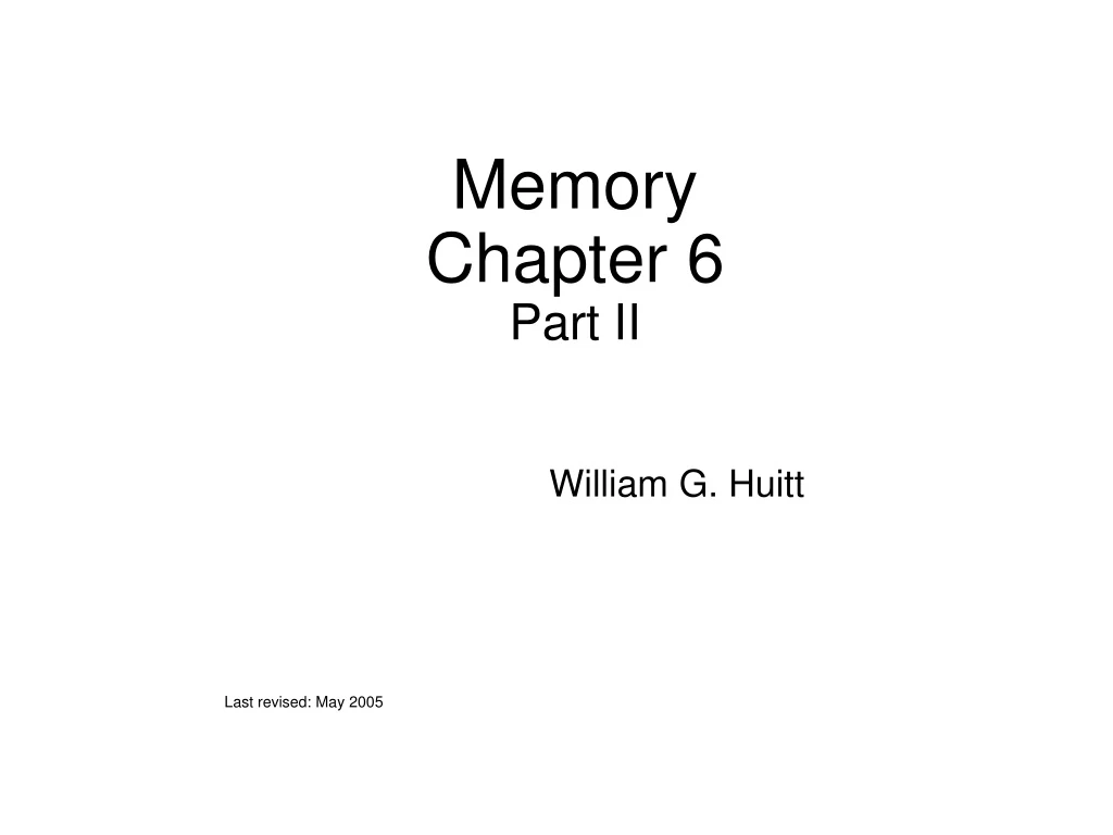 memory chapter 6 part ii