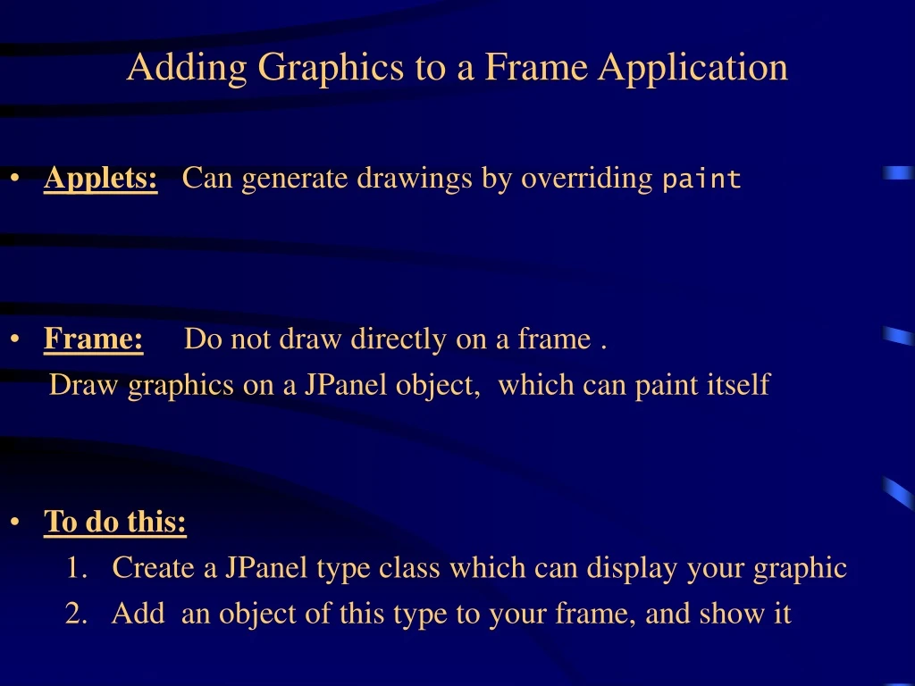 adding graphics to a frame application