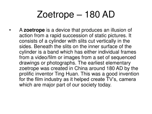 Zoetrope – 180 AD