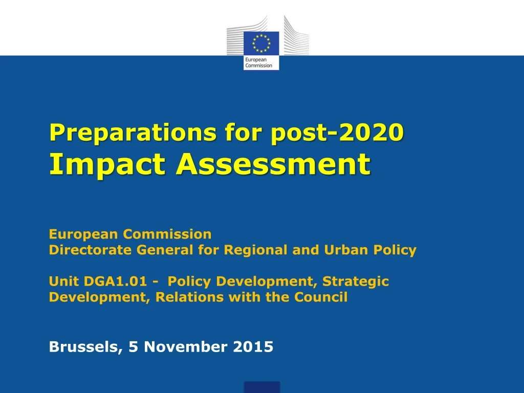 preparations for post 2020 impact assessment