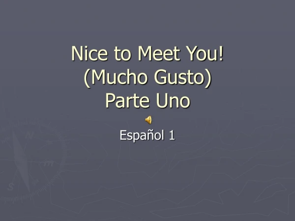 Nice to Meet You! (Mucho Gusto) Parte Uno
