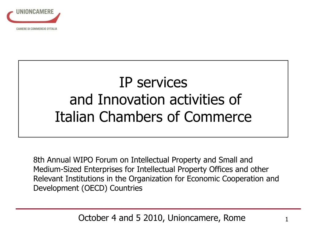 ip services and innovation activities of italian chambers of commerce