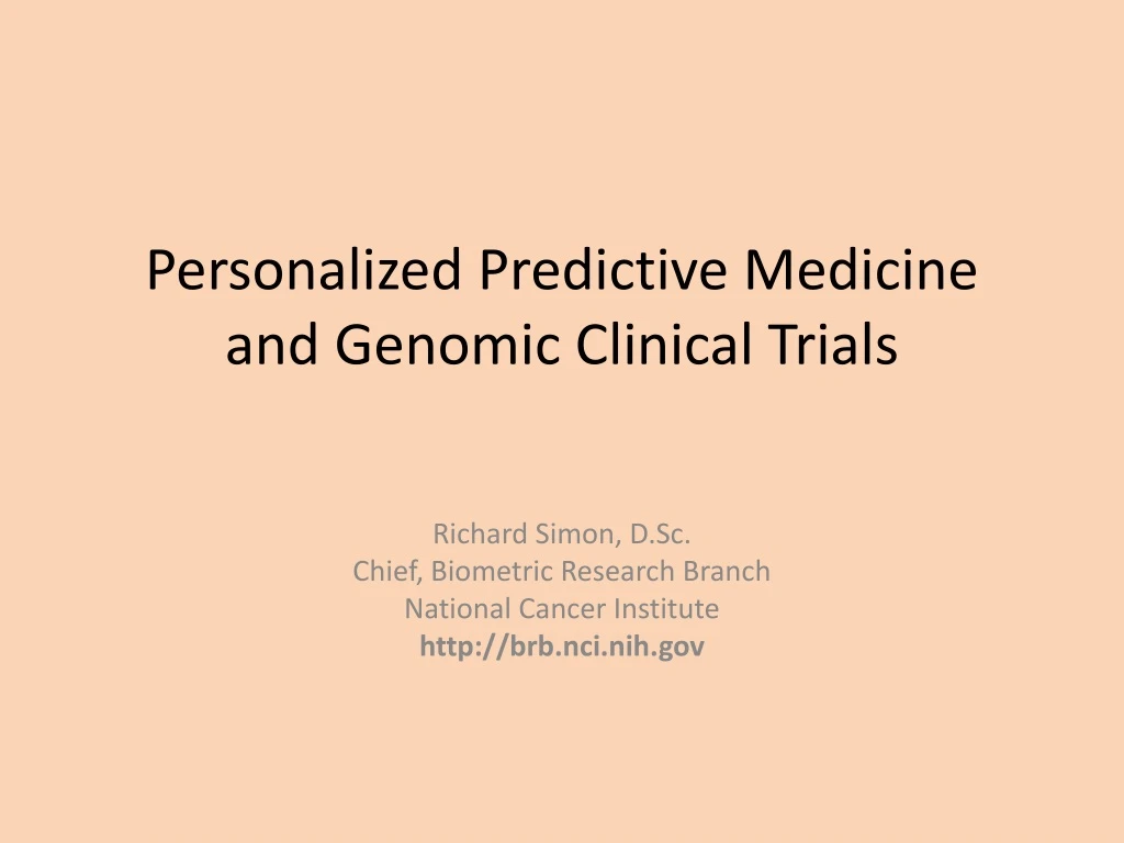 personalized predictive medicine and genomic clinical trials