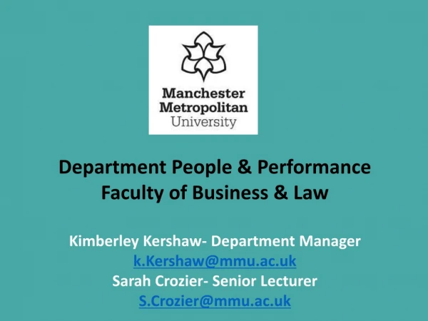 Department People  &amp; Performance  Faculty of Business &amp; Law