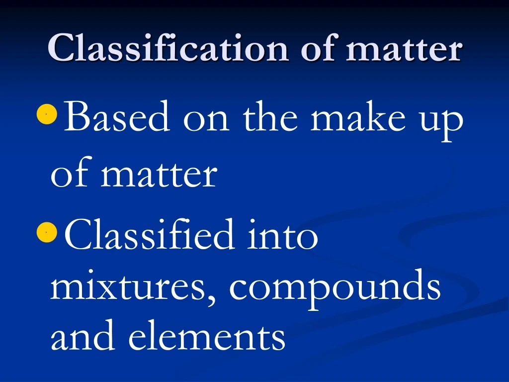 classification of matter